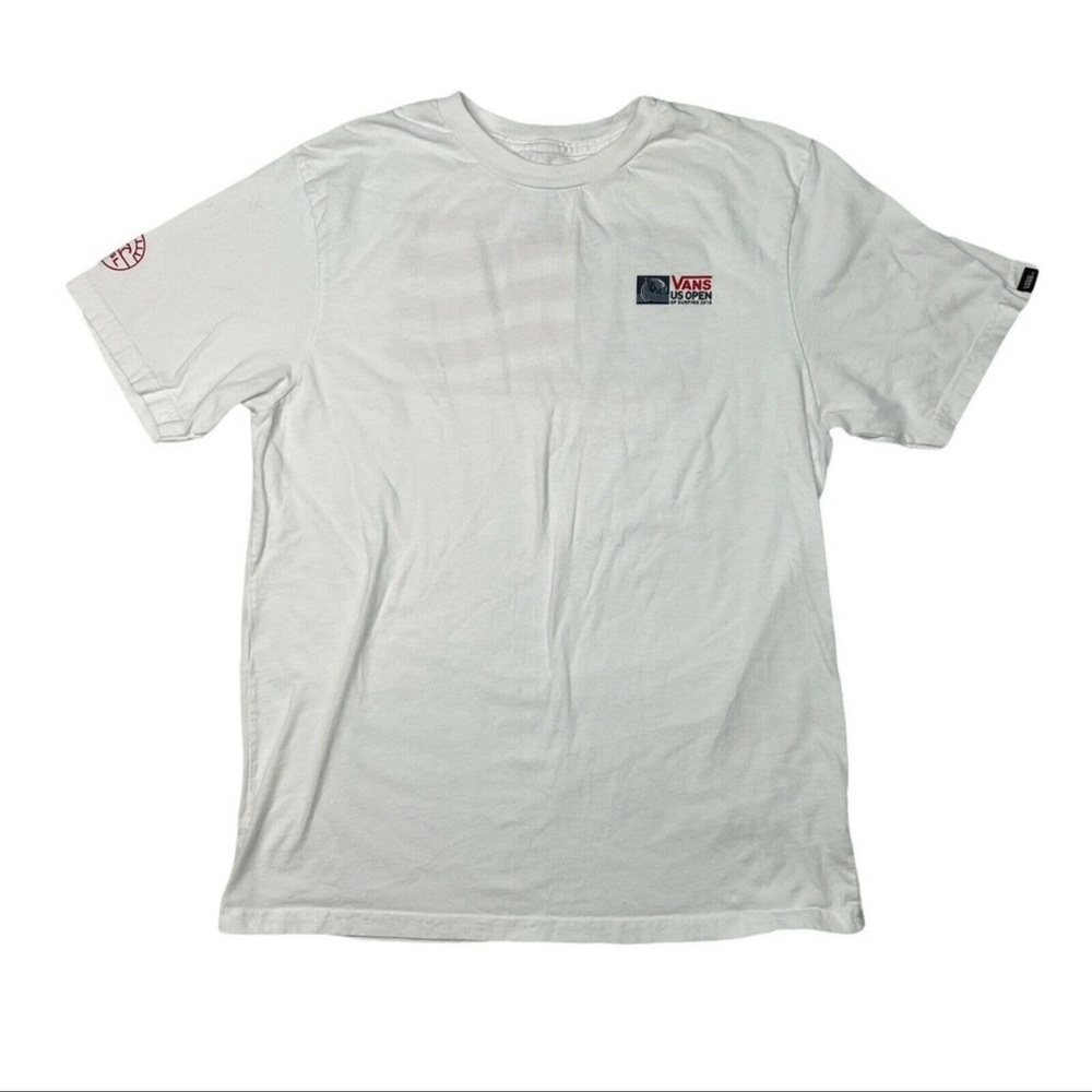 Vans US Open Surfing 2018 Huntington Beach Custom Fit T-Shirt White Y Lg S Small